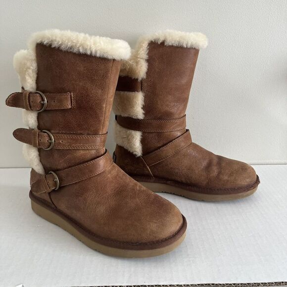 UGG Chestnut Becket waterproof Boots size 6 Fur lined Shearling Boots leather - Picture 15 of 15